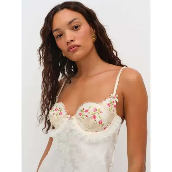 For Love & Lemons Gretchen Mini Slip Dress Size XXS/ Tan - Picture 2 of 6